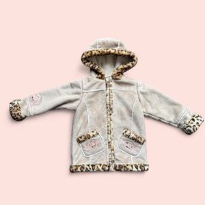 Vtg Little Girl's Arizona Jean company cream Jacket Coat Size 5/6M faux fur